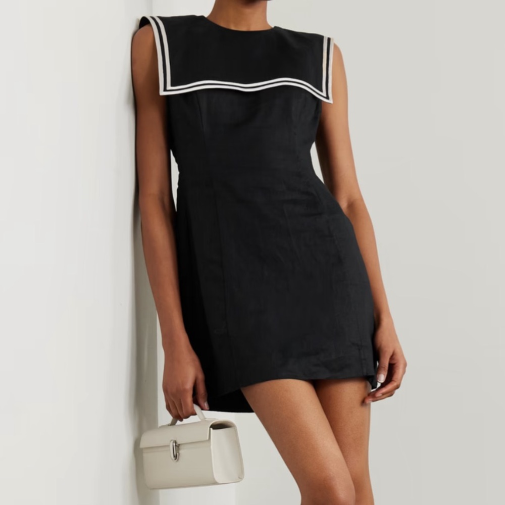 Doen Black Mini Dress with White Accents
